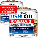 (2 Paket) Omega 3 Fish Oil for Dogs - 170 Chews - Skin and Coat Suplement - Omega 3 for Dogs - Dots - Dry & Itchy Skin Relief Treatment - Allergy Dukung Dog Anti Shedding Treats - Salmon
