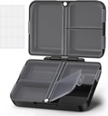 AUVON Daily Pill Organizer Fit with Your Purse or Pocket, Compact Travel Box Case with Slim Folding Design and Long- Lasting Hinges to Hold Vitamin, Fish Oil, Supplement or Jewelry (Black)