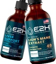 E2H: Suplemen Dukungan Hati dan Suplemen Jamur Cordyceps: 124; Vegan, Non- GMO - 2 Fl Oz Masing-masing (4 Fl Oz Total) - Bundle