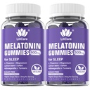 Melonasin 20mg Gummies for Adules (2 Packs) Ekstra Kekuatan dengan L- Theanine, Ashwagandha, Magnesium, Turmeric, GABA, Lemon Balm dan Chamomile untuk Supports Heally Circadian Rhythm, Grape Flavor