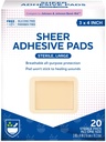Rite Aid Sheer Adhesive Bandages with Sterile Non Stick Pad, 3 "x 4" - 20 Count Angels 124; Wound Care / First Aid Supplies; Bandage Brap 124; Tape Medis untuk Skin Bandages