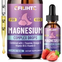 Kids Magnesium Liquid Drops -Magnesium Glycinate Liquid for Kids Application -w / L-theanine, Omega-3, Vitamin B6, D3 - untuk Tidur, Relaxation, Brain, Bones - 2 Fl Oz Anak Tenang, Strawberry Flavor