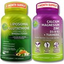 SUPPLEMENTS STUNY Liposal Glutathione 500mg Dihiasi dengan Organic Whole Foods + Plants - berbasis Kalsium, Magnesium, Zinc, D3 & K2 dengan Turmeric - Vegan, Non-GMO, Clean Daily Wellness Support