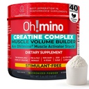 Oh! Kompleks mino Creatine untuk Pertumbuhan Otot. Micronized Creatine Monohydrate dan Creatine Hydrochloride dengan Adaptogens. Creatine sempurna untuk Wanita dan Pria, menyegarkan Zero Carb Lemon- Lime, 40 Hamba