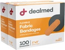 Dealmed Sterile Flexible Fabric Adhesive Bandages - 1x3 Inch - 100 / Box - 2 Box - Breathable Aid Strip Pertama Pack - Soft Stretch Weund Patch untuk Medical, Kits & Clinic