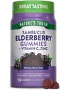 Nature 's Truth Black Elderberry Gummies 126; 50 Vegan Gummies 124; dengan Vitamin C dan Zinc 124; Berry Flavor 124; Vegan, Non- GMO, dan Gluten Free Supplemen