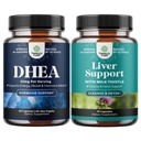 Bundle of DHEA Support for Women & Men - Pure DHEA 25mg for Hormone Saldo - Dehydroelandrosterone and Liver Cleanse Detox & Repair - Supplemen Milk Thistle for Dibuffry & Immune Health