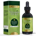 Go Nutrients Vitamin D3 K2 Drops - Liquid VIT D Suplemen dengan MK7 untuk Dewasa & Anak-anak - Dukungan Absorpsi Tinggi Sublingual untuk Bone, Cardiovascular, Heart & Imune Kesehatan - 1 oz, 90 Hamba