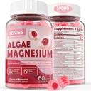 Sugar Free Calcium Magnesium Zinc Gummies, Algae Kalsium Magnesium Tambahan D3 124; 4 Bentuk Magnesium - Glycinate, Citrate, Malate, Algae - Dukungan Kesehatan Tulang, Fungsi Otot & Nerve, 60 Ct