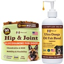 Natural Dog Company Canine Vitalitas Dog dan Suplemen Bundle, termasuk (1) Hip dan Bersama Chews Suplement -90 pcs cocatin untuk Anjing, (1) Ultra Omega Fish Oil 16 Oz Omega 3 Fish Oil untuk Anjing