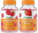 Lifeable Magnesium + Melonatin 20mg, Gummies Bundle - Great Tasting, Vitamin Suplement, Gluten Free, GMO Free, Chewable Gummy