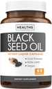Black Seed Oil - 60 Softgel Capsules (Non- GMO & Vegan) Premium Cold- Menekan Nigella Sativa Memproduksi Cumin Hitam Murni dengan Vitamin E - 500mg Masing-masing, 100mg Per 2 Capsule Serving