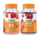Lifeable Vitamin B6 + Iron with Vitamin C, Gummies Bundle - Great Tasting, Vitamin Suplemen, Gluten Free, GMO Free, Chewable