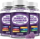 Dukungan Imuniune Elderberry, Dukungan Harian untuk Anak-anak dan Dewasa *, dengan Sambucus Elderberry, Zinc, Vitamin C, D3, B6, B12, Plus - Diet Supplemen - 210 Cacah