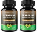 Berberin 1300mg dengan Green Tea Extract, Resveratrol, Red Yeast Rice & CoQ10 - 13- 1 Ammune Kesehatan, Natural Metabolic Dukungan - 60 Capsules - Non-GMO, Lab Test - 2 Pack
