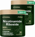 Airboy Lipomal Nicotinamide Riboside 900 mg, NAD Suplemen dengan Resveratrol, NMN Alternatif NAD Booster Dukungan Anti- Aging, Energy, Focus - 80 Capsulesx 2 Pack