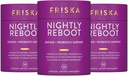FRISKA Nightly Reboot Enzyme and Propoletic Supplement, Prootes Better Dibuble and Sleep, Sumur Gut Health for Men and Women, Melonasin, Chamomile, 90 Capsules