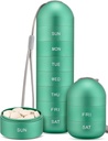 Zannaki Metal Moisance Membuktikan Weekly Pill Organizer, Stackable Aluminum Obvoy BPA Free Travel Heking 7 Day Pill Box Case Waterproof and Large Comment to Hold Pills, Vitamin, Fish Oil, Suplemen