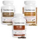 Otak Jamur Real, Vitalitas & Imune Dukung Bundle - Katup Mane Mane Singa (120 Capsules) + Reishi 415 Capsules Umur Panjang (90 Kapsul) & Cordyceps-M Performance Peak (120 Capsules)