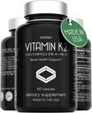 Vitamin K2 Capsules 100 mcg - Vitamin K Complex MK-7 & MK-4-60 Capsules - VIT K2 2 dalam 1 Formula Tinggi Kekuatan Suplemen MK7 - Made in USA - Vegan & Non-GMO