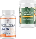 Urolithin A Tambahan 1500MG Plus Brown Rice Protein + Super Greens Powder Superfood Supportion Suplemen dengan Electrolytes & Tonic Herbs
