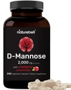 NatureBell D-Mannose 500mg Capsules (2.000mg Per Serving) 14; 240 Vevgie Capsules + Cranberry Konsentrat 40mg - Fast Acting Urinary Tract Health Pills - Ultra UTI Dukungan untuk Perempuan & Men