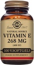 Solgar Vitamin E 268 mg (400 IU), 100 Vegetarian Softgels - Antioksidan Alam, Skin & Imune System Support - Imune - Souring Vitamin E - Non-GMO, Vegan, Gluten Free, Dairy Free - 100 Curiks