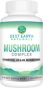Kompleks Mushroom Bumi Terbaik untuk Energi, Kejelasan & Kognitif - Dukungan Imunitas w / Lion Mane, Reishi, Chaga, Maitake & Shiitake 30 Hari Suppply (30 Kapsul)