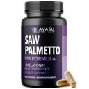 Saw Palmetto PM for Men with Melonatin 3mg - Night Time Prostate Health Suplemen Bladder and Sleep - Mengurangi Frekuensi Uriner - 200 Count - Vegan, Non-GMO Capsules - Lebih dari 6 Bulan Supply