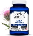 Dokter Morse Milk Thistle Supplement 25: 1 Ekstrak 600mg Equallen dengan 15000mg, Liver Detox Dukungan 4: 1 Ekstrak 300mg Sama dengan 1200 mg Dandelion Root