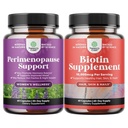 Bundle of Perimenopause Supplement for Women -Multibene Menopause Relief for Women and Pure Biotin Pills for Women - Stop Hair Loss Thinning Natural Suppplement for Shiny Thick Hair Growth