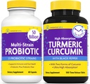 InnovixLabs Multi Probiotic & Curcumin Bundle Mult Strain Probiotic (60 Time Capsules) Turmeric Curcumin (100 Time-Rilis Tablets). Mendukung Gut dan Imune Health. *