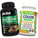 Makanan organik Superfood Hijau & Suplemen Buah - Colon Cleanse Detox Formula untuk Bloating Intestinal - Green Veggie Poader Campuran Makanan & Penahan Konstilasi