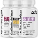Keseimbangan Hormone & CandEase Matrix & Kidney Cleanse Bundle 3 Pack untuk Perempuan: 124; Perempuan All Stages Hormonal & Digetical Imbalance Dukungan