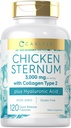 Carlyle Chicken Sternum Cartilage Collagen Capsules 124; Tipe II 3000mg 124; 120 Pistols 124; dengan Hyaluronic Accid 124; Non-GMO, Gluten Free