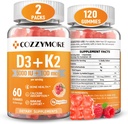 Gummies D3 K3 Free Vitamin D Vitamin Supplemen, 10.000 IU + 200mcg D3 dan K2 Suplemen, Tasty Gummy Vitamin, Dukungan untuk Bones Muscle Teeth Ammune, 60 Servings 120 Gummeri, Raspberry