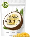 Vitamin D3 K2 Softgel, D3 K2 Vitamin 100000 IU, 100000 IU VIT D3 + 200 MCG Vitamin K2, Bebas GMO, Gluten, Soy, Bone Health, Pendukung Peledak Calcium, 300 Gels