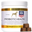 PetScy - Probiotic Chews for Dogs, Probiotic for Dogs of All Ages, Sizes & Breeds with Prebiotic Fiber and Pure Omegaga- 3 Gide4; Improve Skin, Coat, and Gut Health, 30 Chews