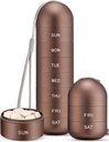 Zannaki Metal Moisance Membuktikan Weekly Pill Organizer, Stackable Aluminum Obvoy BPA Free Travel Heking 7 Day Pill Box Case Waterproof and Large Comment to Hold Pills, Vitamin, Fish Oil, Suplemen