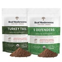 Jamur asli (45g) Turki Tail (45g) dan 5 Defender (45g) Mushroom Extract Powder Bundle - Suplemen Jamur untuk Kekuatan Imune - Vegan, Suplemen Imunitas Non-GMO
