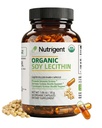 USDA Organik Lesit Soy Supplemen 800 mg, Absorpsi Tinggi Capsules Organik, Choline Leciphite Support for Brain & Liver Health Support, Non- GMO, Gluten Free, 60 Count
