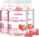 Multi Collagen Protein Glow Beauty Collagen Gummies, Antithione Women 's Antigathione, Biotin & Multivitamin, Promotes Skin & Hair Health, Strawberry, 180 Gummi (90 Hari)