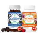 Lanakai Elderberry dan Vitamin E Gummies Bundle - Imune Dukungan Suplemen dengan Zinc dan Vitamin C Plus 100iu VIT Alam E Gummy for Eye and Skin Health