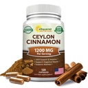 Cinnamon Ceylon Natural 1200 mg - 120 Capsules, Cinnamon True dari Sri Lanka, Ekstraksi Tambahan Pil Promosi Kesehatan Jantung