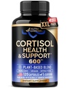 Cortisol Suplemen untuk Perempuan - Kudus Basil 124; Ashwagandha 124; Rhodiola 124; L-Theanine - Tanaman-Based Hormone Saldo - Mood, Focus & Sleep Dukungan - Made in USA - Vegan, Non-GMO - 120 Capsules selama 4 Bulan