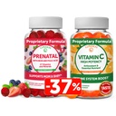 Lunakai Prenatal dan Vitamin C Gummies Bundle - Pregnancy Multivitamin Supppite Iron & Folic Acid - 300mg Organik, Non- GMO, Vegan Chewable Gummy - 30 Days Suppply