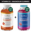 Gumi bebas Gula Vitamin D3 K2 (60 Gummies) dan Gummi Ekstra Gula Ekstra Gula Gula Gula Gula Gula (180 Gummi D3), Vitamin D3 5000 IU + K2 MK7 80 mcg, Magnesium Citrate Gummies 500 mg
