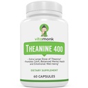 VitaMonk L Theanine 400mg Suplemen - L- Theanine 400mg dengan No Artificial Fuller - Ekstra Kekuatan L Theanine Suplemen - Ltheanine 60 Capsules