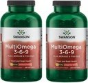 Swanson MultiOmega 3-6-9 - Non- GMO Flax, Borage & Fish Oil Capsules - Estile Acids Supporting Cardiovascular Health & Brain - (220 Softgels, 2400mg Serving) 2 Botol