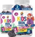 SUNNY SAM Iron Gummies for Kids & Teens - 10mg Vitamin C - Lower - Sugar Chewable Iron Gummy Support for Immune Blood Cell Production for Children & Teen Girls